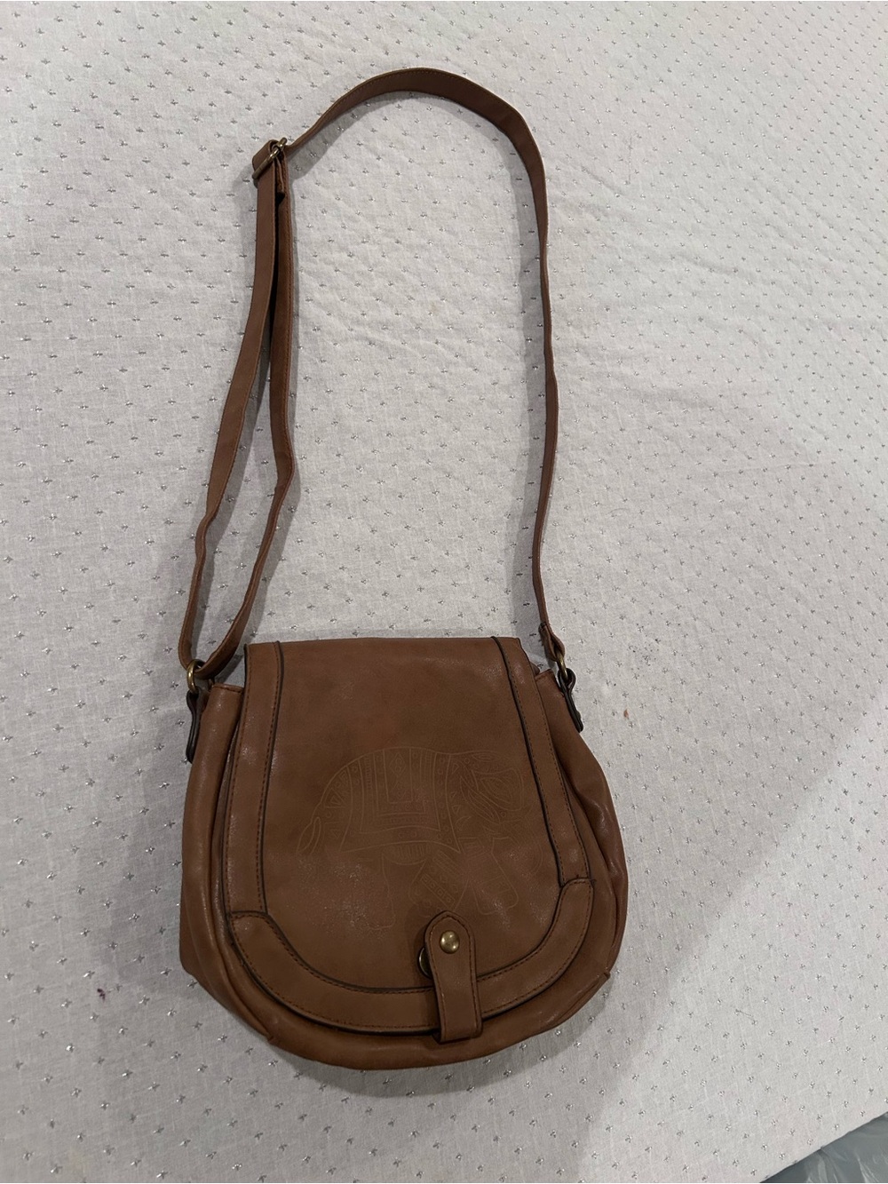 Brown Leather Crossbody Saddle Bag